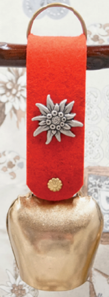 Glocke Filzband Edelweiss messing 6cm